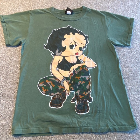 Changes Other - Vintage Single Stitch 1997 Betty Boop Changes TShirt M Green Camo Girls Rule USA